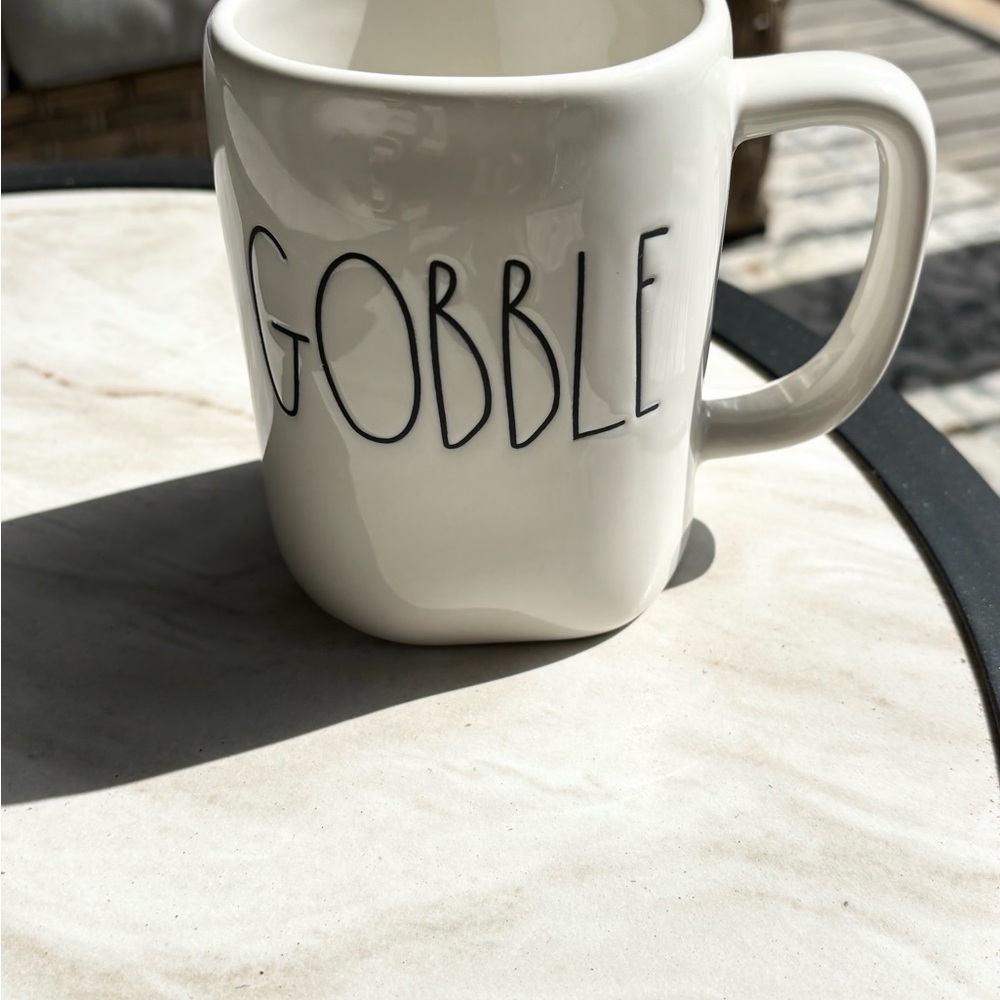 Rae Dunn White and Black Gobble Mug
